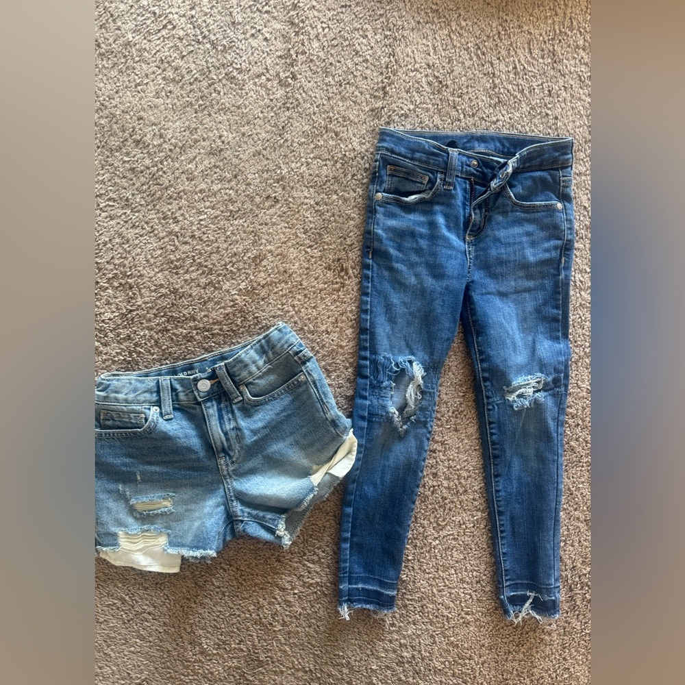 Girls sz 6 denim shorts and jeans- both for $10